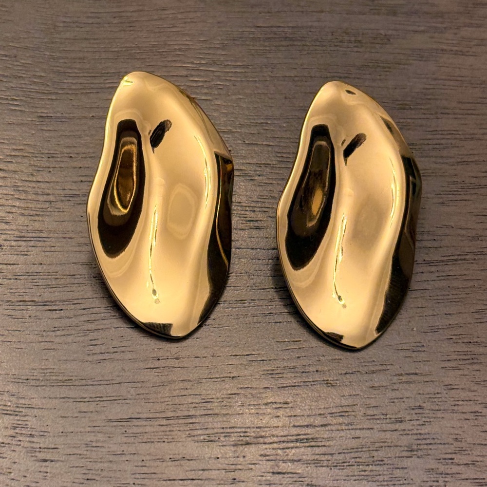 Gold Sculptural Statement Earrings Women’s Abstract Bold Minimal